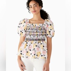 Kate Spade Lily Blooms Puff Sleeve Top
